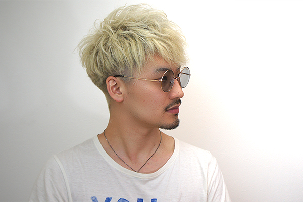 メンズツーブロック × ホワイト・ベージュ01